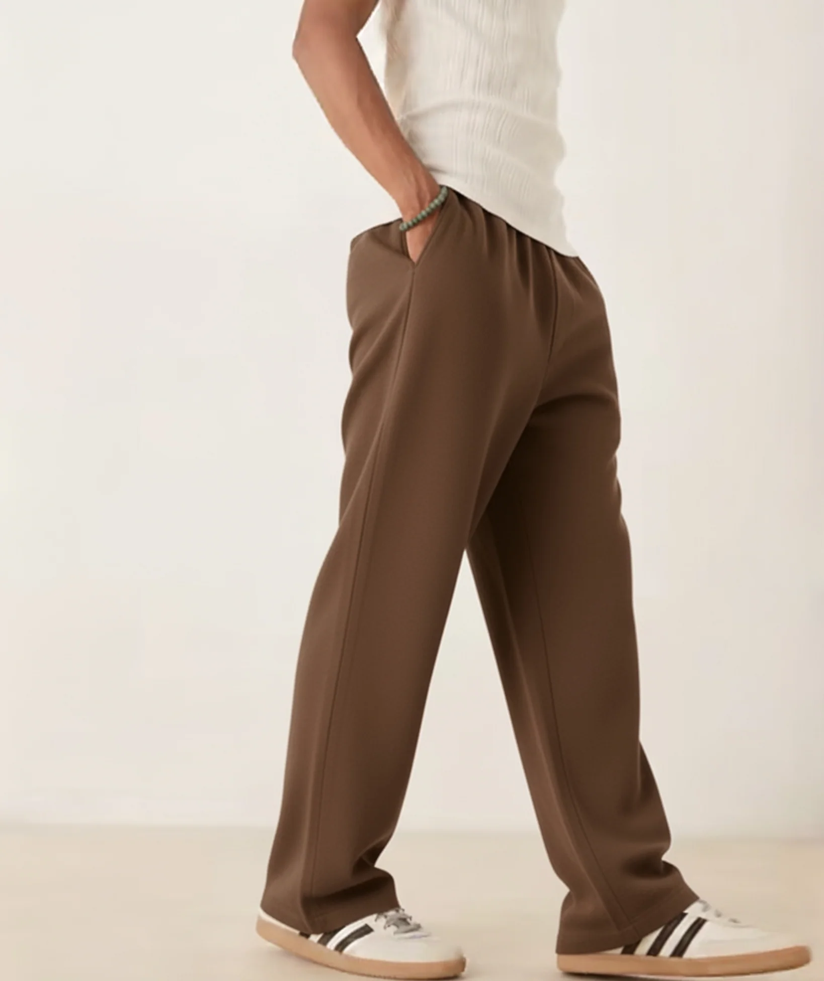 Brown Straight-Leg Sweatpants