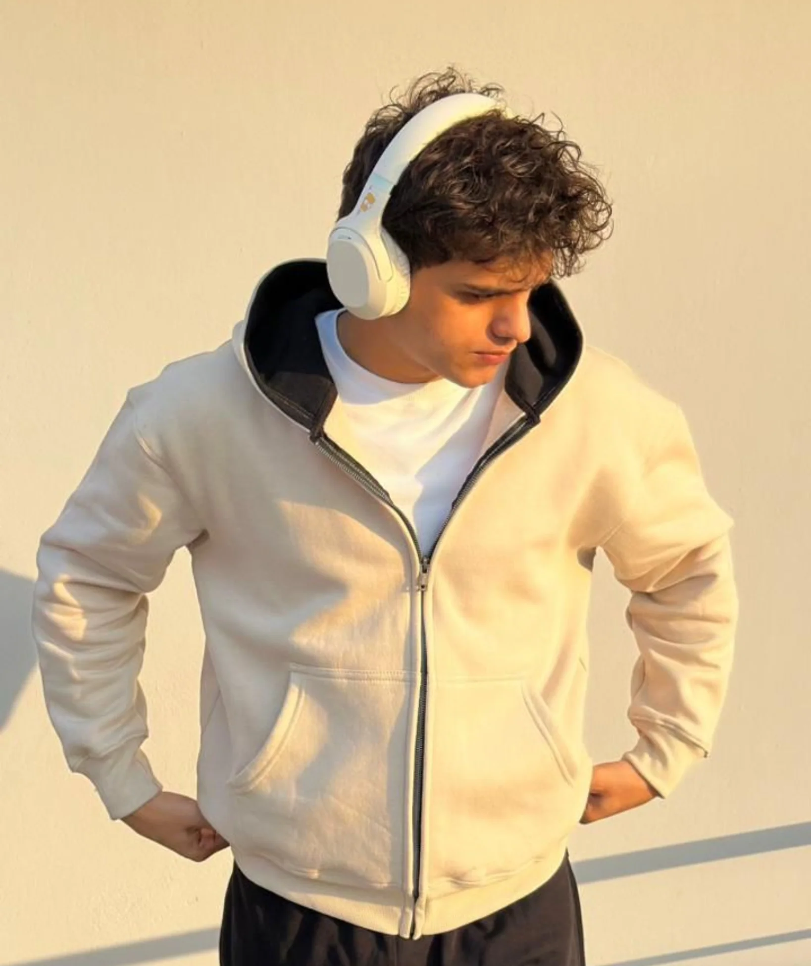 Cream Heavyweight Oversized Zip Hoodie - Image 4