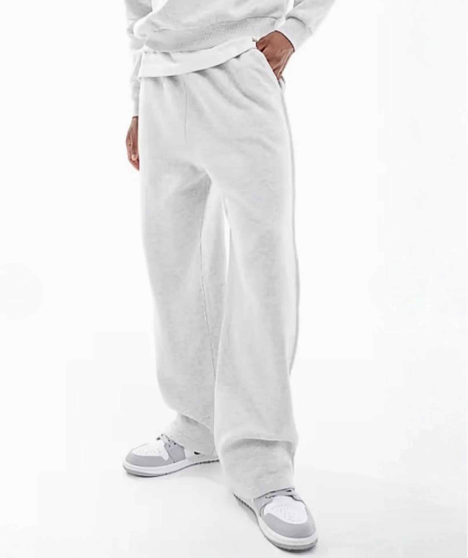 Ice Marl Straight-Leg Sweatpants