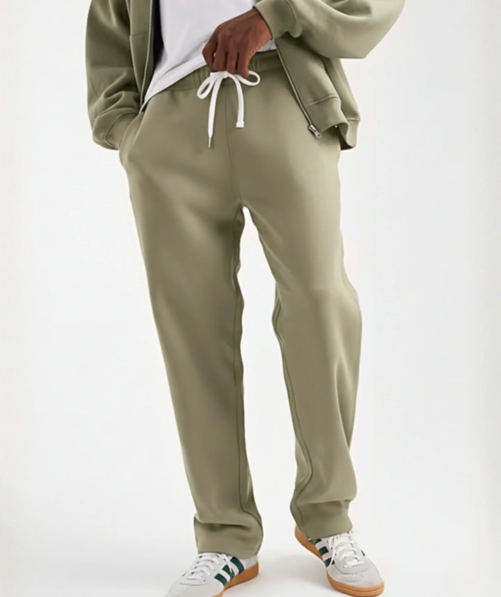 Light Olive Straight-Leg Sweatpants